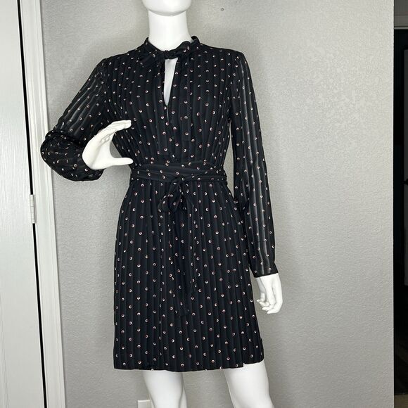 Alexis Black Mini Dress with White Dots - Picture 4 of 13